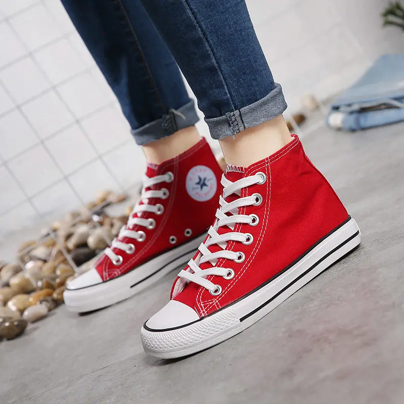 Мужские парусиновые кроссовки; удобная обувь для влюбленных; повседневная женская обувь на плоской подошве; цвет красный, белый, черный, синий; дышащая прогулочная обувь; большой размер 44 - Color: Red