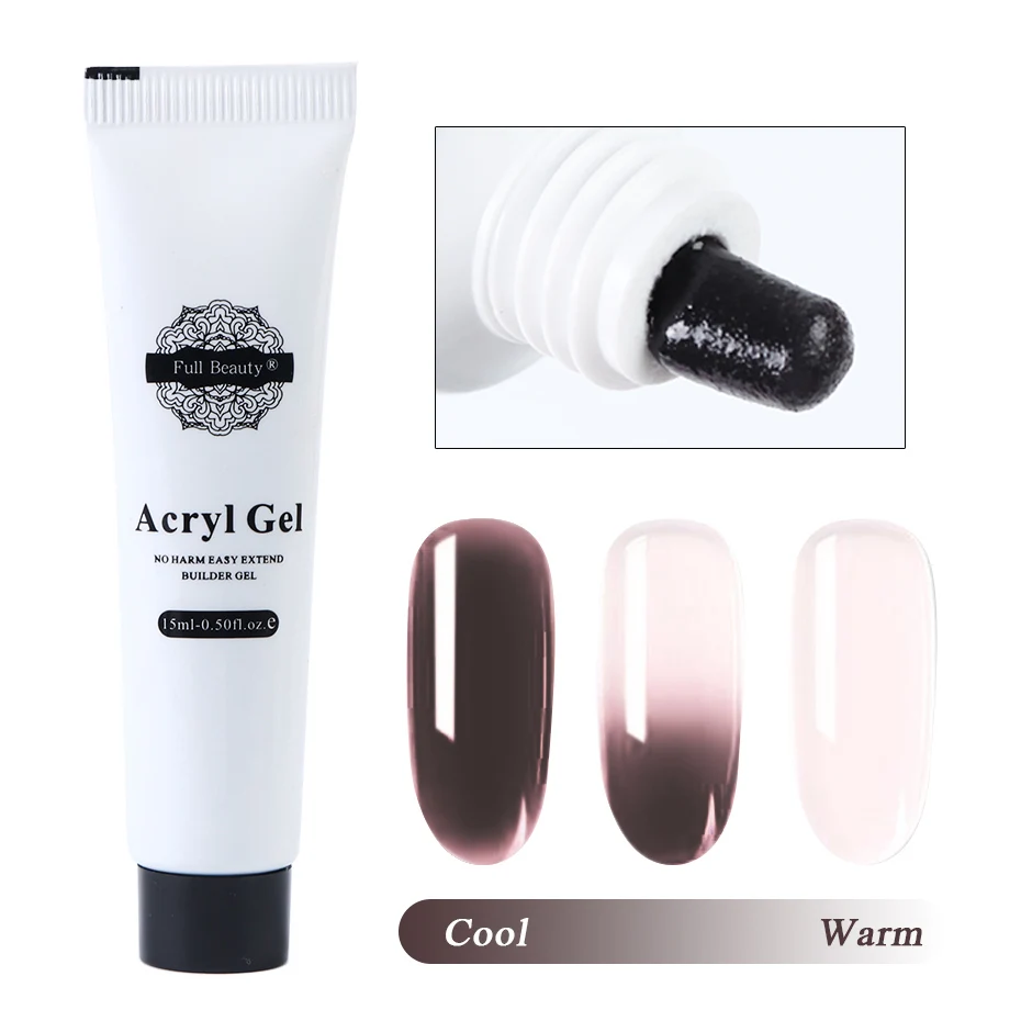 15ml Acrylic Permanent Temperature Change Glue Nail Extension Jelly UV Builder Gel White Pink Clear LED Lacquer Manicure JI1522 - Color: Black