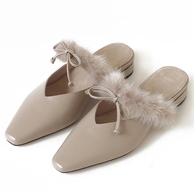 

Butterfly-knot Women Sandals Pointed Toe Women Shoes Real Leather Flats Sandals Ladies Party Women Flats Handmade Soft Sandals