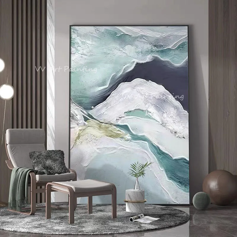 

Handmade abstract ocean blue grey canvas modern Oil Painting on Canvas Cuadro Modern Abstract Wall Pictures Decoration Gift