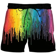 Мужские эластичные пляжные повседневные шорты с 3D принтом, цветные, черные, Harajuku размера плюс 5XL 6XL, Летние повседневные шорты-бермуды