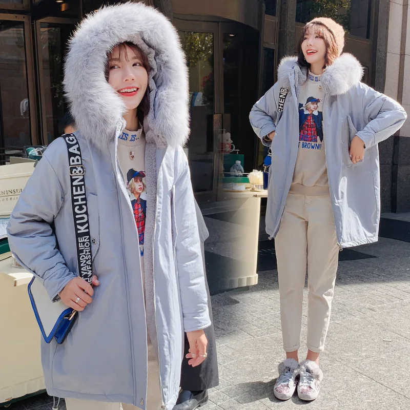 

Hooded Parka Cotton Coat 2019 Winter Fashion Simple Solid Color Slim Fit Casual Warm Thick Warm Trend