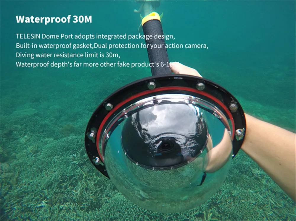 6 ''купол порт 30 м водонепроницаемый чехол Корпус для GoPro Hero 5 Black Hero 6 Hero 7 триггер купол крышка объектива аксессуары