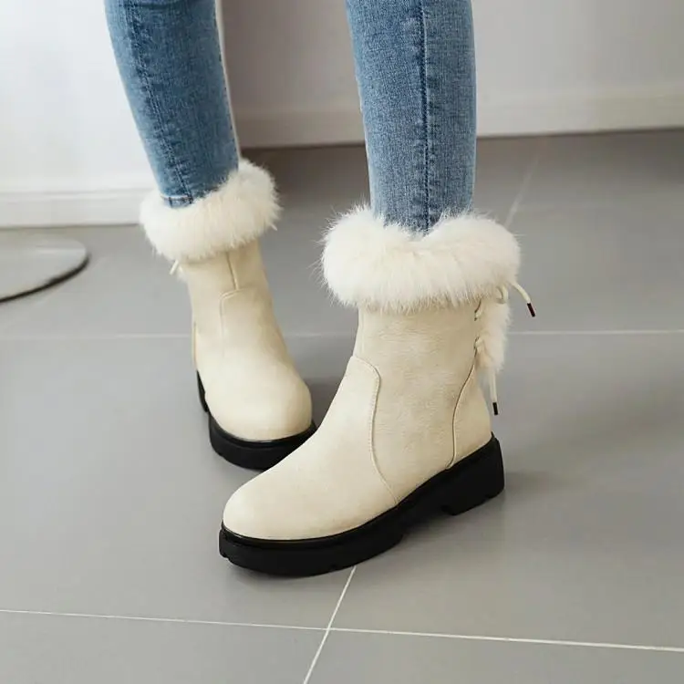 

Womens Shoes Size 42 10 Snow Boots Winter Women Ankle For Ladies 2019 Brown Woman Black White Square Heel Lace Up Feather