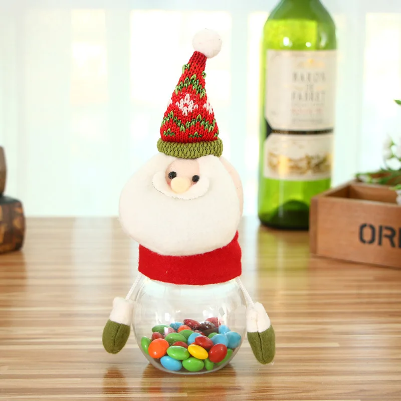 K 17x8cm Christmas Decorations 17x8cm Candy Box Santa Claus Snowman Elk Plush Doll Candy Jar Kids Candy Box Sugar Bottle Gift Party Xmas - Цвет: K 17x8cm