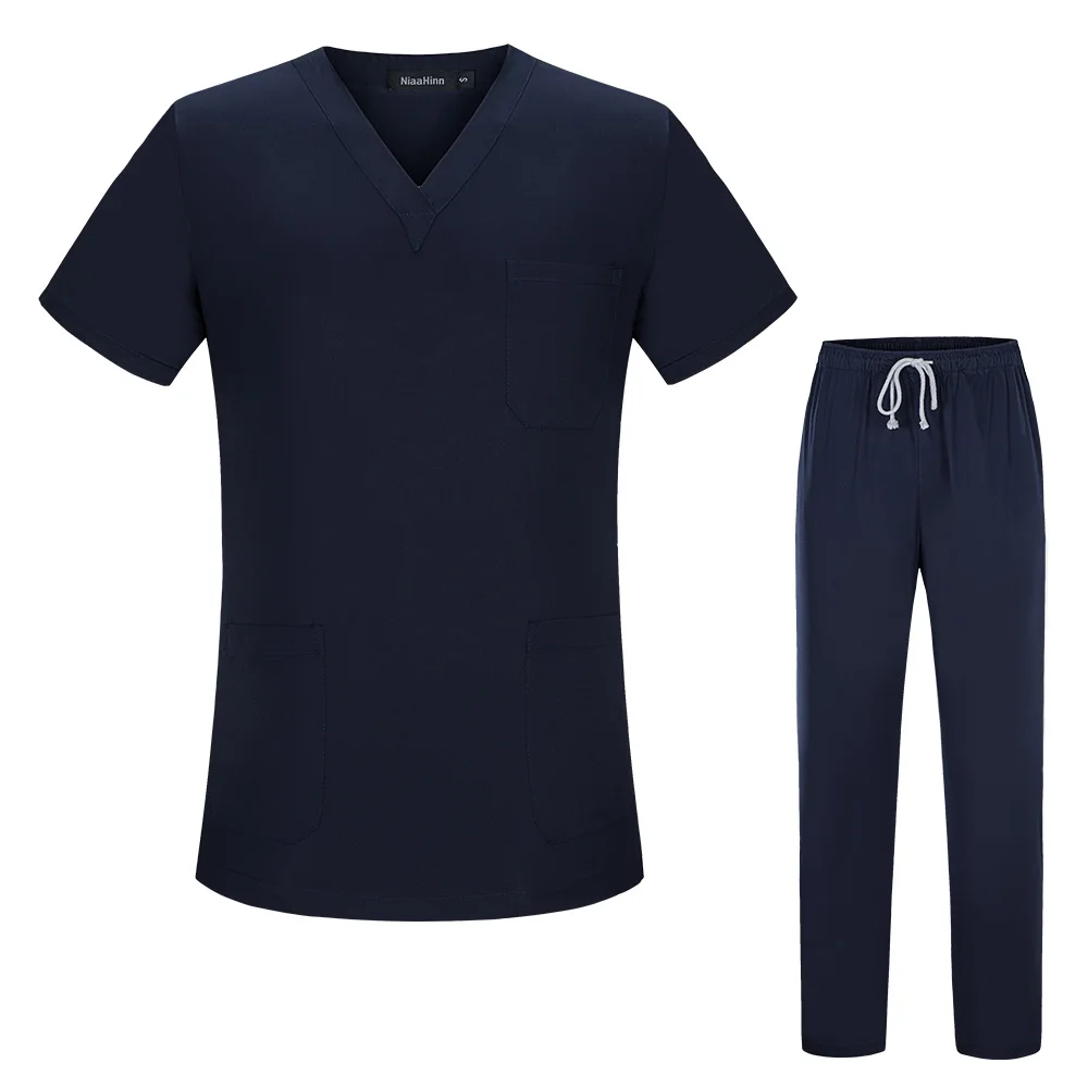 High Quality Spa Uniforms Unisex V-Neck Work Clothes Pet Grooming Institutions Scrubs Set Beauty Salon Clothes Scrubs Tops Pants