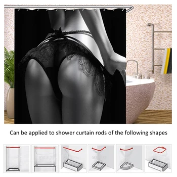 

Waterproof Shower Curtain Sexy Woman Man Mildew Curtain Bathroom Decorative Curtain (with 12 Curtain Hooks) Bathroom Supplies