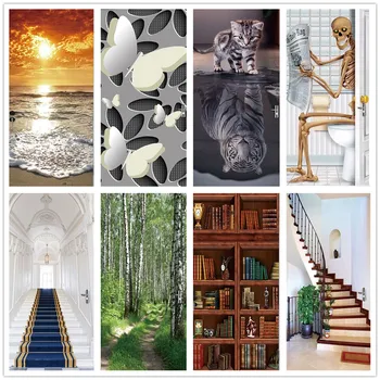 

Door Sticker Wall Sticker Mural Wallpaper Posters Self Adhesive DIY PVC Removable Waterproof Doors Decals Home Decor deurposter
