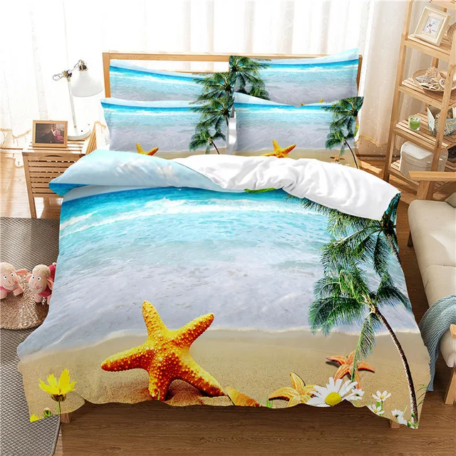 Clear Surfing Beach Wave Sea Blue Duvet Cover Set Single Double Queen King Size 