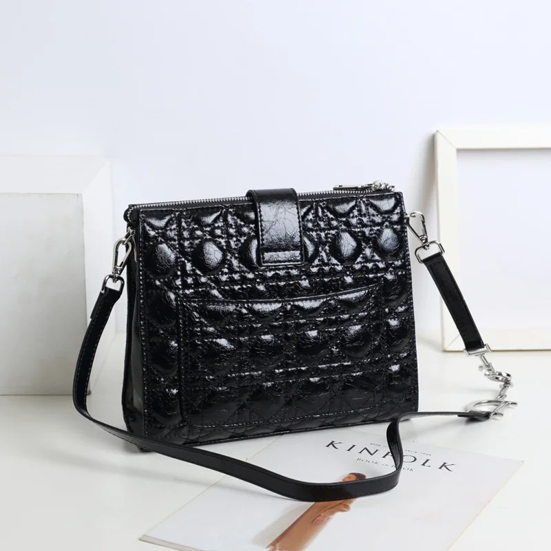 

Online Celebrity Bag 2019 New Style Douyin Fashion Rhombus Chain WOMEN'S Leather Bags Shoulder Cowhide Textured Tundish