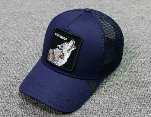 Вышивка синий Одинокий волк Snapback бейсболка для дальнобойщика козырек животных фермы