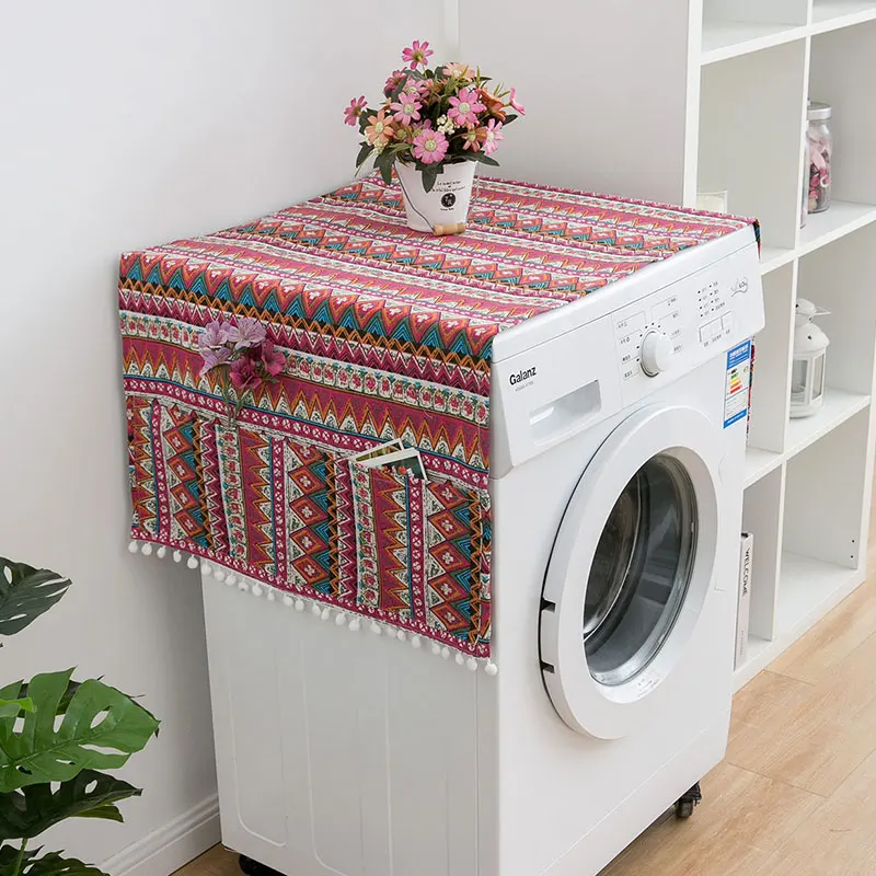 B11 Крышка стиральной машины из искусственного хлопка и льна с боковым карманом, крышка холодильника для микроволновой печи, пылезащитная крышка для домашнего хранения - Цвет: B11