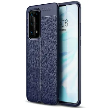 

50pcs/lot For Huawei P40 Pro+/Plus 5G Luxury Flexible Skin Rugged Litchi Shockproof TPU Case For Huawei P40 Pro+/Plus 5G