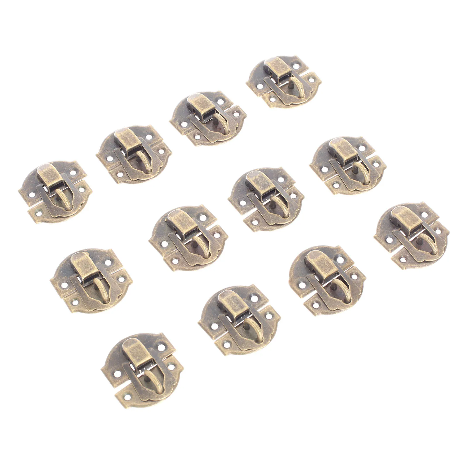 12pcs/set Hasps Latch Locks Metal Padlock Hasp Antique Bronze Wooden Jewelry Box Case 29mmx27mm with screws Furniture Hardware