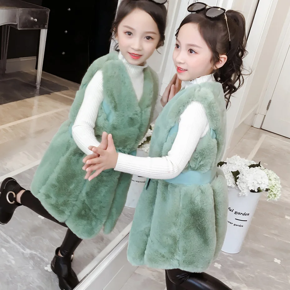 Big girls faux fur vest cheap
