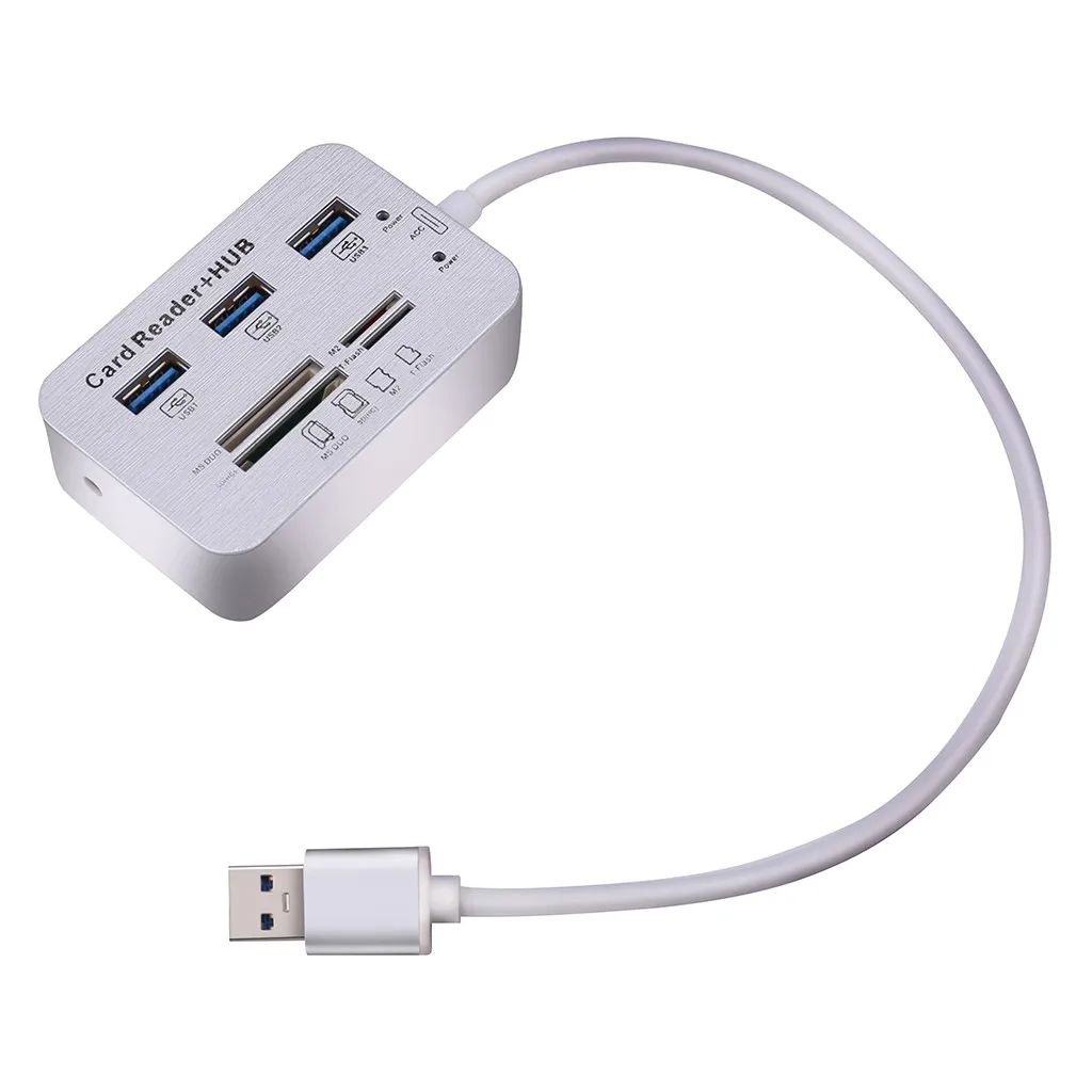 USB 3 0 концентратор 7 в 1 порта алюминиевый с кардридером MS SD M2 TF разные порты для ПК