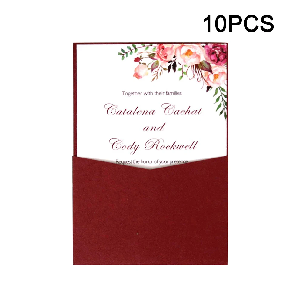  10pcs Simple Solid Color Pocket Wedding Invitation Business Banquet Invitation Large Event Exhibiti - 4.00048E+12