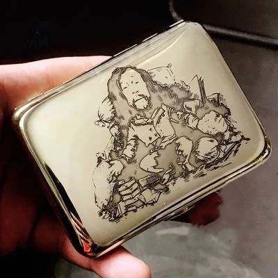 No 11 Пометка ножа Чистая медь гравировка портсигар 16 парк сигарет анти-давление портативный пепельница для хранения Винтаж сделать старый - Цвет: No 11