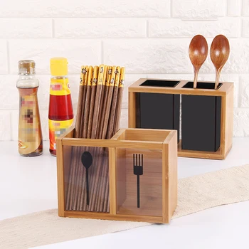 

Bamboo Utensil Holder Divider Crock Chopsticks Organizer Caddy For Kitchen Fork Spoon Tableware Shelf Holder Chopsticks Utensils