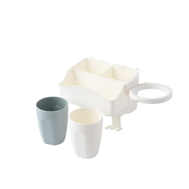 White 2cups Многофункциональная зубная щетка держатель аксессуары для ванной комнаты Набор настенный держатель для ванной комнаты Набор инструментов для ванной комнаты сушилка для волос стеллаж для хранения - Цвет: White 2cups