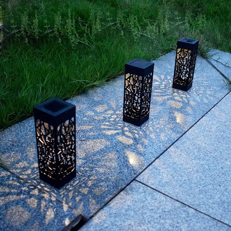 

LED Outdoor Decoration Light Controlled Induction Lamp Solar Flame Lamp Square Hollowing Out Lawn Lamp Garden Landscape Light