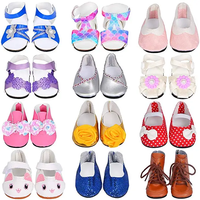 1 Pair Pink Leather Doll Shoes for 18 inch Dolls 43Cm BabYJUS