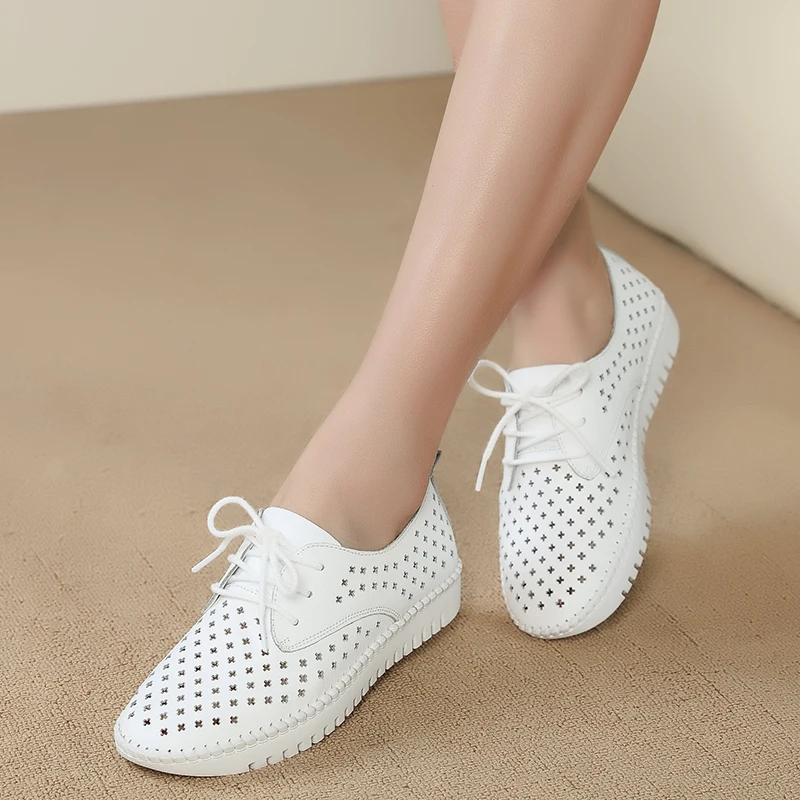 Women Shoes Genuine Leather Flats Sneakers Loafers Moccasins Boat Shoes