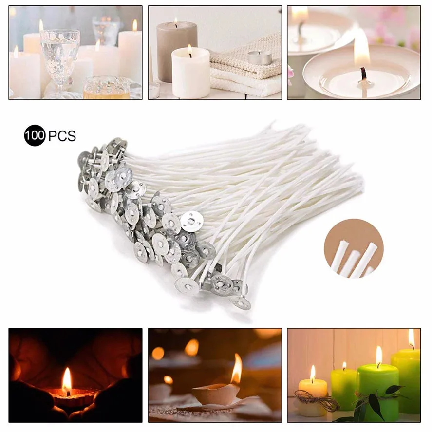 8CM 100pcs Candle Wick Lampwick Handmade Low Smoke Candle Making Wicks