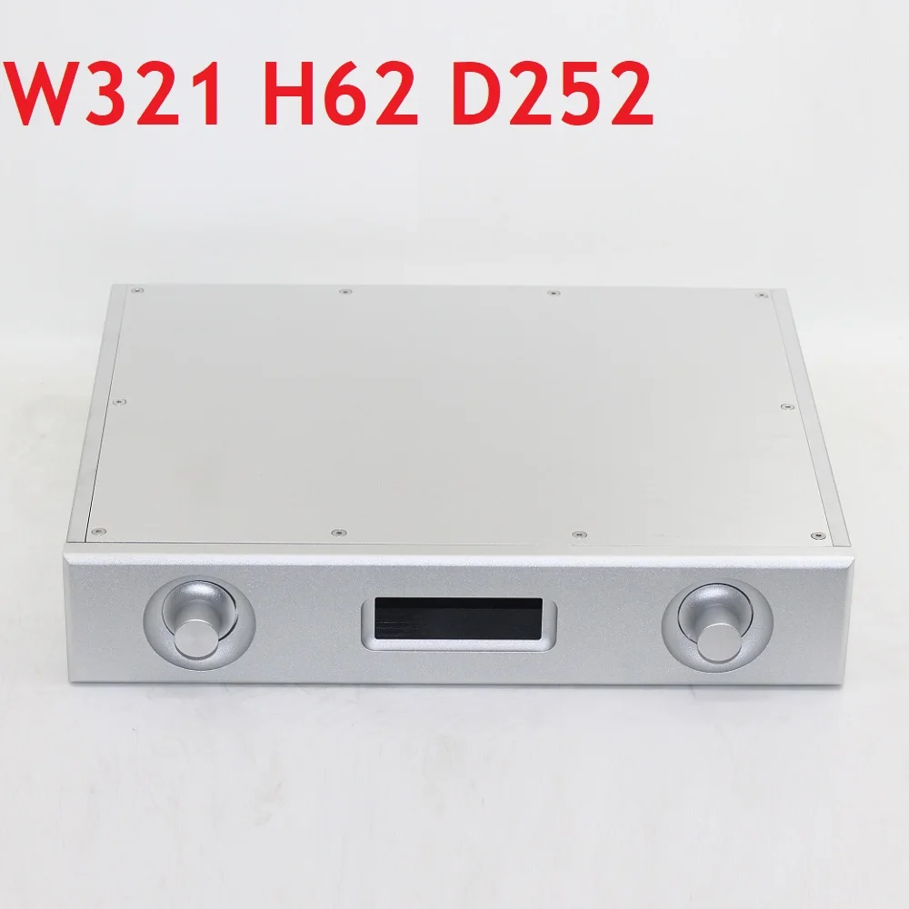 

Headphone Shell Silver DAC Decoder Brushed Aluminum Chasssis AMP Power Amplifier Prearmp Case DIY Audio Enclosure W321 H62 D252