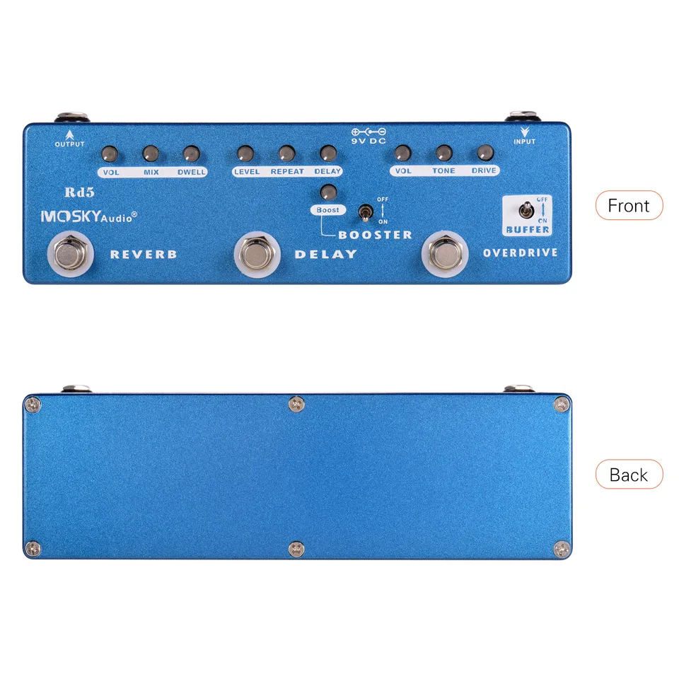 ギター mosky audio rc5 MOSKY audio RC5 6-in-1 Guitar Multi Effects Pedal Reverb