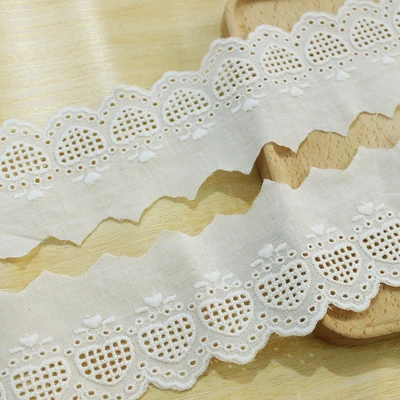 1m Cotton Lace Trim, 6cm, White