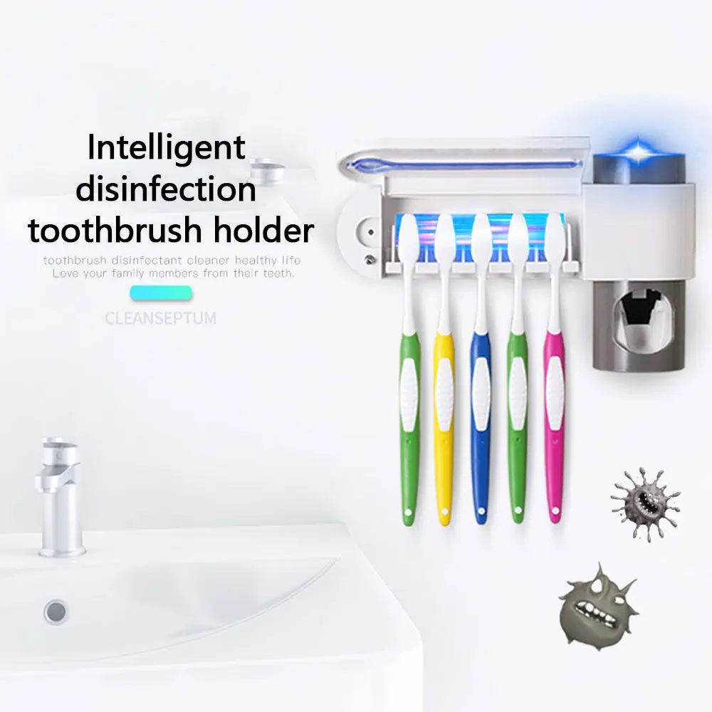 Антибактериальный УФ-светильник, Ультрафиолетовый Стерилизатор зубных щеток, автоматический диспенсер для зубной пасты, держатель зубной щетки, очиститель для гигиены полости рта