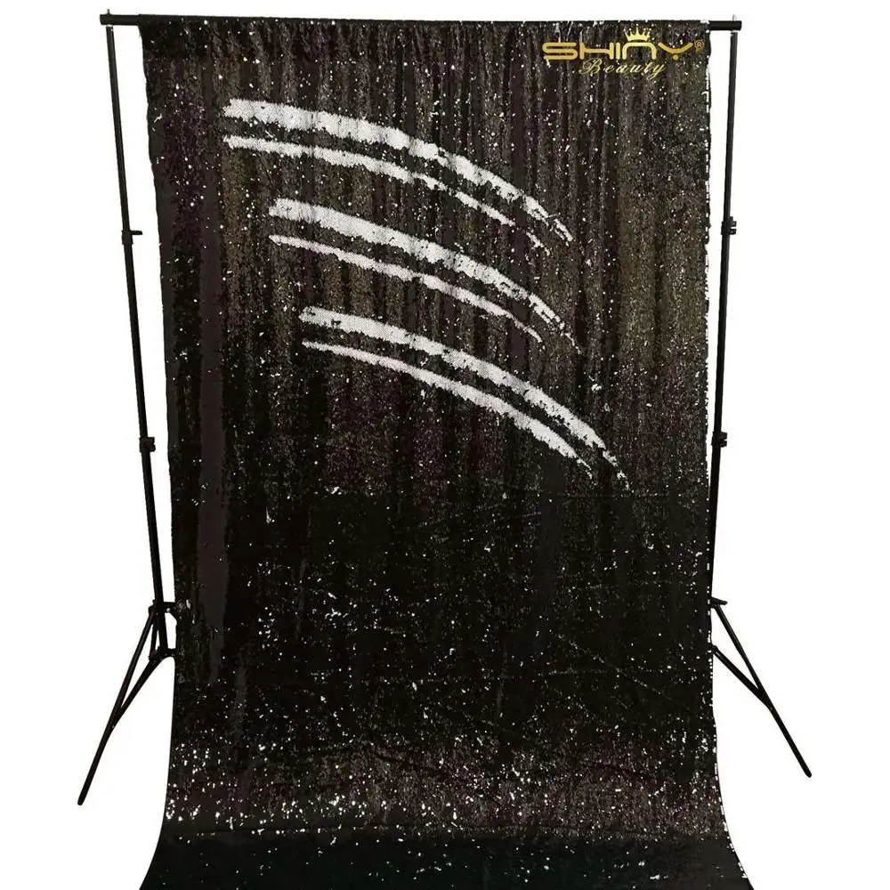 Sequin Backdrop 4FTx6FT Red Glitter Backdrop Mermaid Reversible Sequin Fabric Photo Booth Backdrop-M0926 - Цвет: Black to White