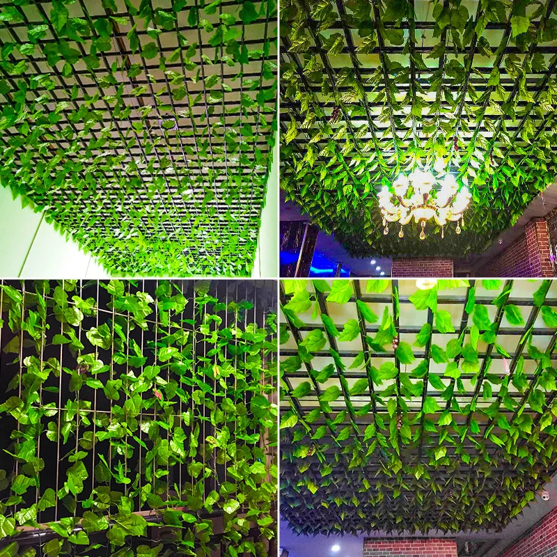 2bunch Artificial Creeper Decorate Rattan Flower Vine Pipe Winding Ceiling Leaf Plastic Grape Green | Дом и сад
