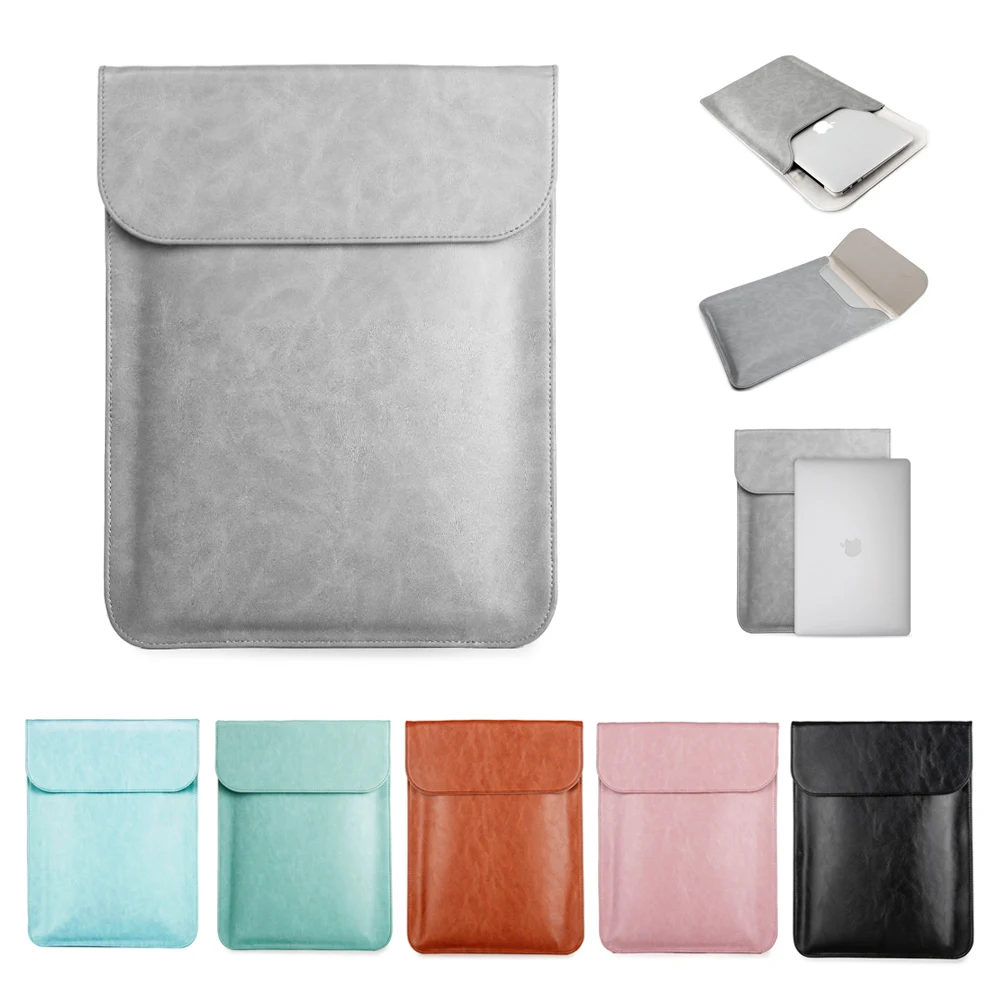 Сумка для ноутбука из искусственной кожи для Apple Macbook Air Pro 15 13,3 12 11,6 дюймов, универсальная сумка для ноутбука Xiaomi Air hp Dell