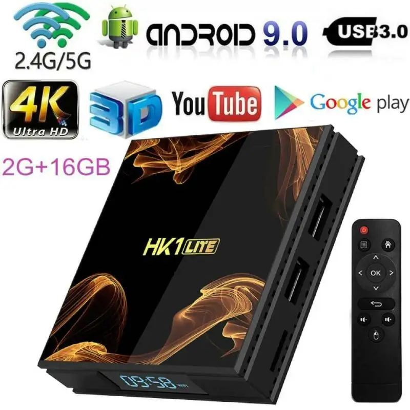 HK1 Lite Android 9,0 2+ 16GB Smart tv Box медиаплеер RK3228A четырехъядерный WiFi 4K телеприставка