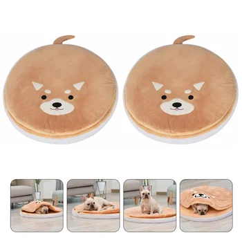 

2Pcs Washable Winter Comfortable Dog Bed Pad Soft Pet Kennel Cushion with Quilt