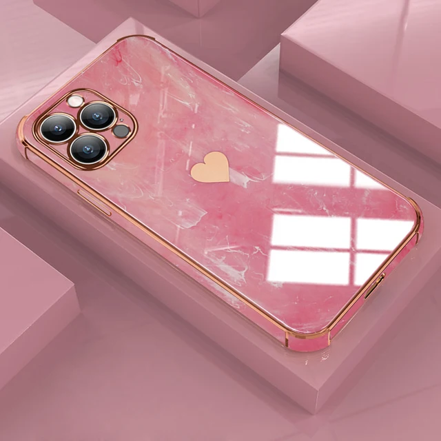 Luxury Shockproof Plating Soft Case For iPhone 13 12 11 Pro Max XS XR X R 8 7 Plus iPhone12 12Pro iPhone11 Marble Texture Covers Red