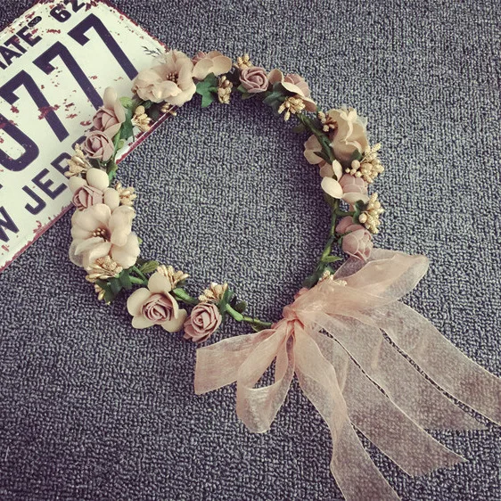 

Simulation Rattan Weaving Hard Circle Steel Wire Garland Headdress Korean Style Mori Girl Line Immortal Bride Bridesmaid Decorat