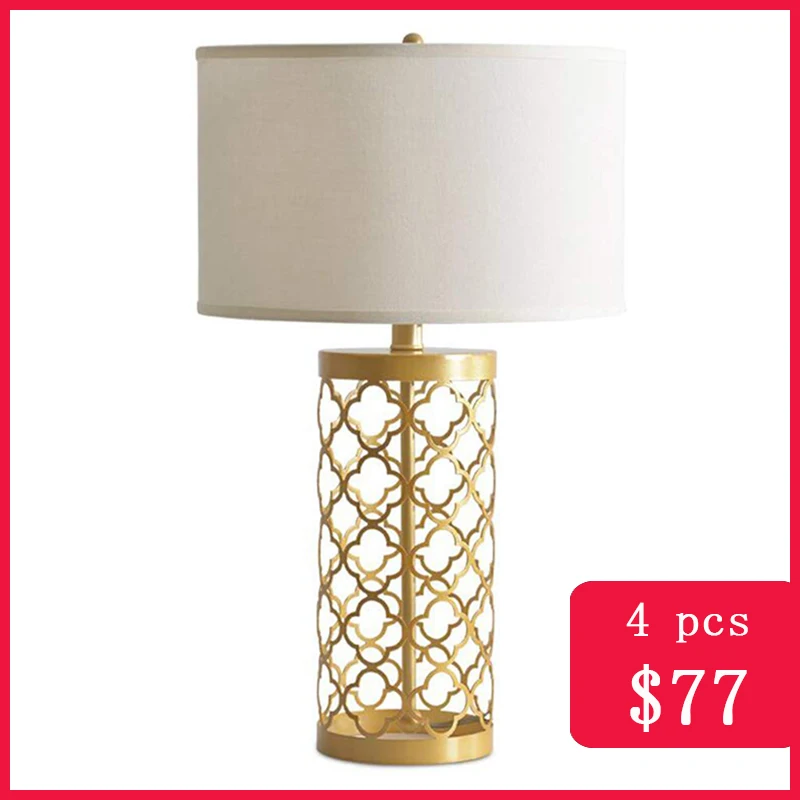 TUDA Золотая кованая полая металлическая настольная лампа, европейская ретро настольная лампа для спальни для гостиной, прикроватная лампа, домашний декор