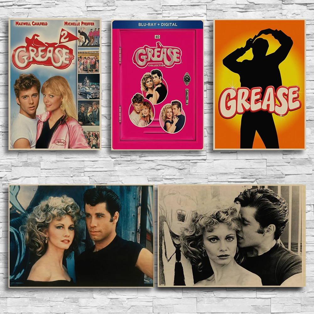 

New Vintage grease movie poster 1978 Vintage Retro Kraft Paper Poster Office Gift Room Dining Home Decor wall sticker Design