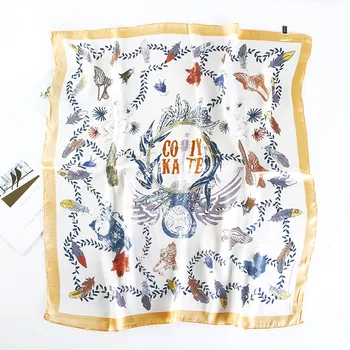 

70*70 Korean female summer small square decorative retro wild cashew professional scarf Spring silk scarf scarves shawl