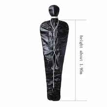  Unisex Leather Full Body Binder Mermaid Mummy Bondage Sleeping Bag Sack Removable Head Hood Slave Binding Catsuit Exotic Sex Toy 