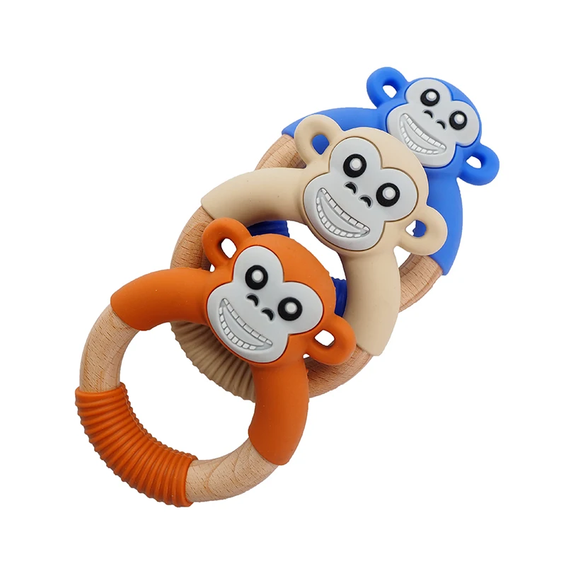 Chenkai 1PCS Silicone Monkey Teether Dummy Orangutan Teething Baby Chewable Pacifier DIY Infant Soothing Shower Newborn Gifts
