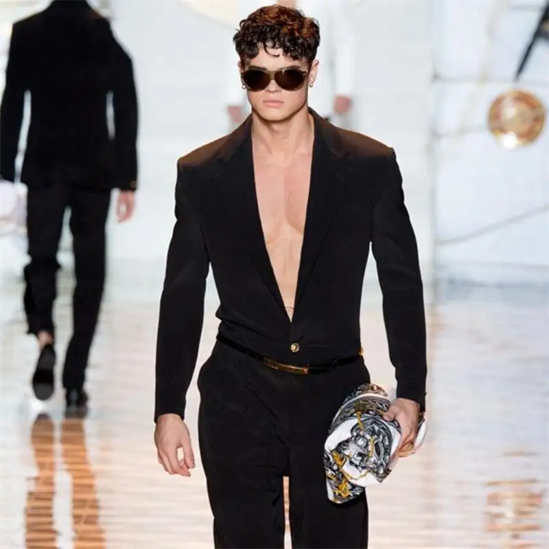Autumn and winter men's jumpsuit pants show personality trend Low chest Rompers Coverall Outfit Costumes Slim fit Tooling Autumn and winter men's jumpsuit pants show personality trend Low chest Rompers Coverall Outfit Costumes Slim fit Tooling