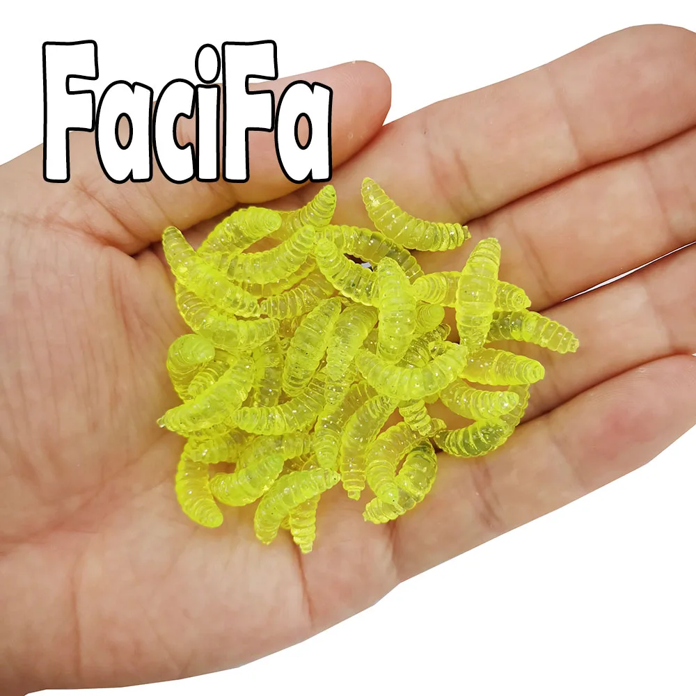 Fishing Lure 25 or 50 pcs Soft Lure Silicone Bait 0.4g 2cm Maggot Grub Carp Fishing Hook Smell Worms Glow Shrimp Fish