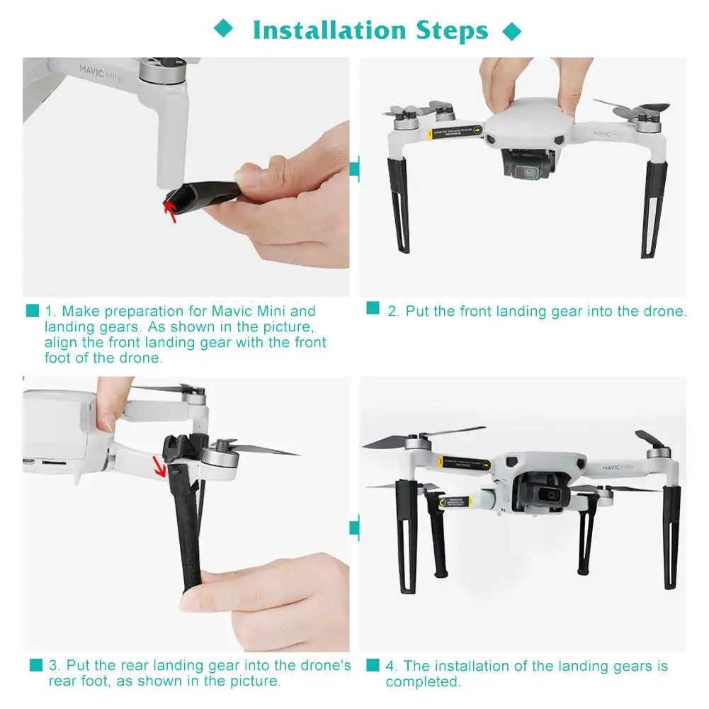 4pc Foldable Heightened Landing Gear For DJI Mavic Mini Extended Support Leg Safe Landing DJI Mavic 5