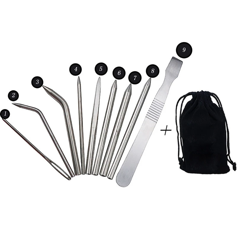 

9pcs/set Paracord Stitching Needles Set Stainless Steel Lacing Smoothing DIY Tool For Bracelet Laces Strings