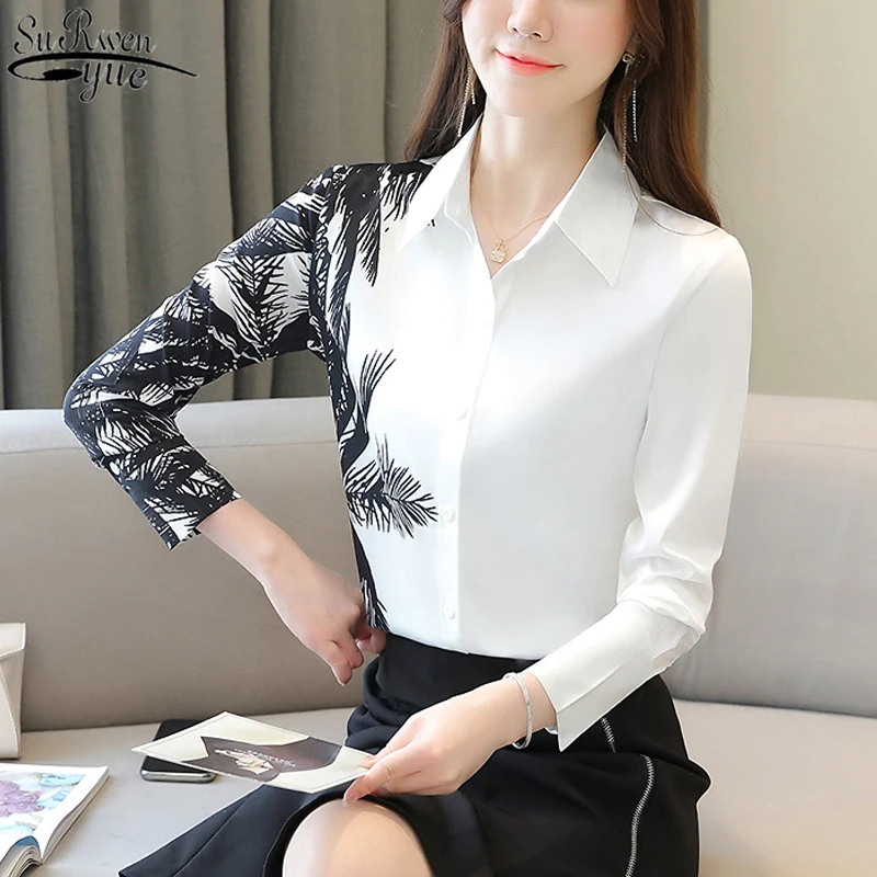 long sleeve print chiffon women blouse shirt Fashion women blouses 2020 blusas feminine blouses OL blouse women tops Z0001 40