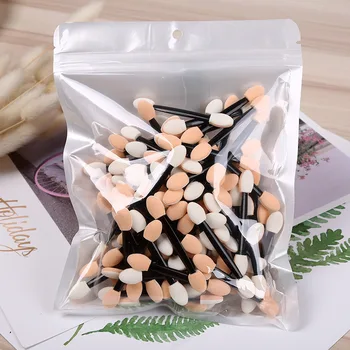 

100pcs Eyeshadow Applicator Pro Sponge Double Ended Make Up Supplies Portable Eye Shadow Brushes Nail Mirror Powder Brush